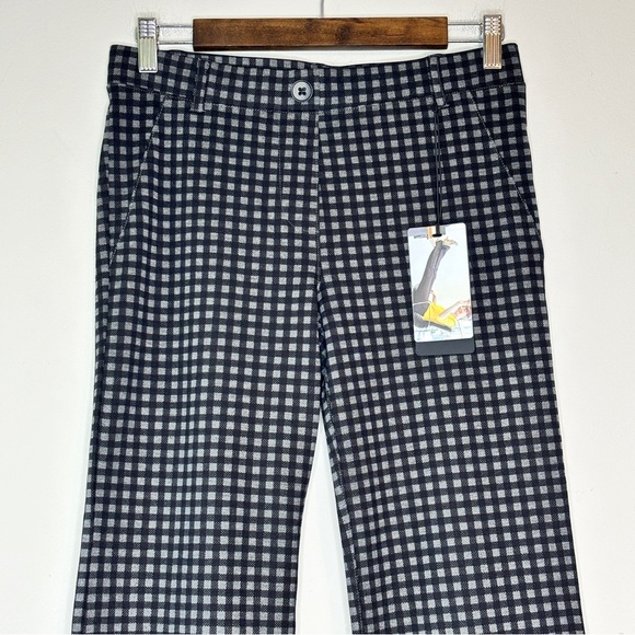 Betabrand Dress Pant Yoga Pants Bootcut Black Gray Gingham Size S Petite NWT - Picture 3 of 11